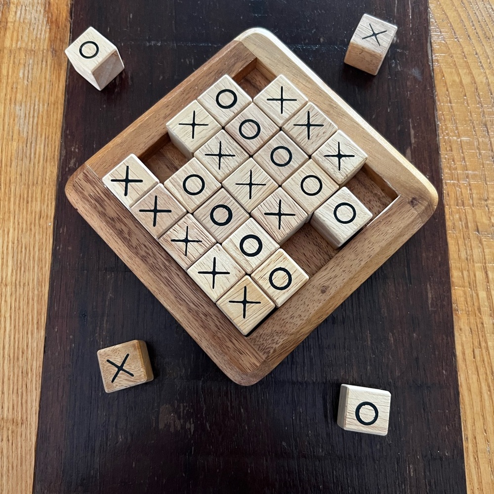 Wooden Tic-Tac-Toe Puzzle Game - Natural Wood